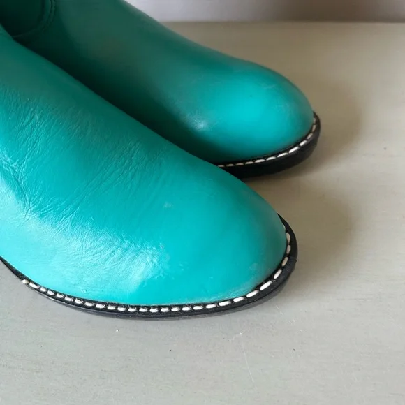 Vintage wrangler roper women’s or kids  teal boots made in USA - Picture 2 of 13